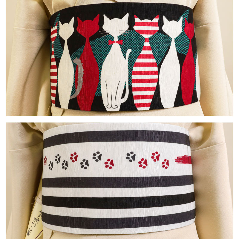 楽天市場】WA・KKA正絹 半幅帯 半巾帯 【Cat's away/眠れぬ羊/菊