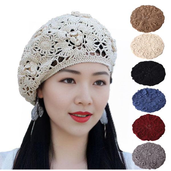 楽天市場】ベレー帽 レディース かぎ針 クロシェ コットン 春夏 ニット