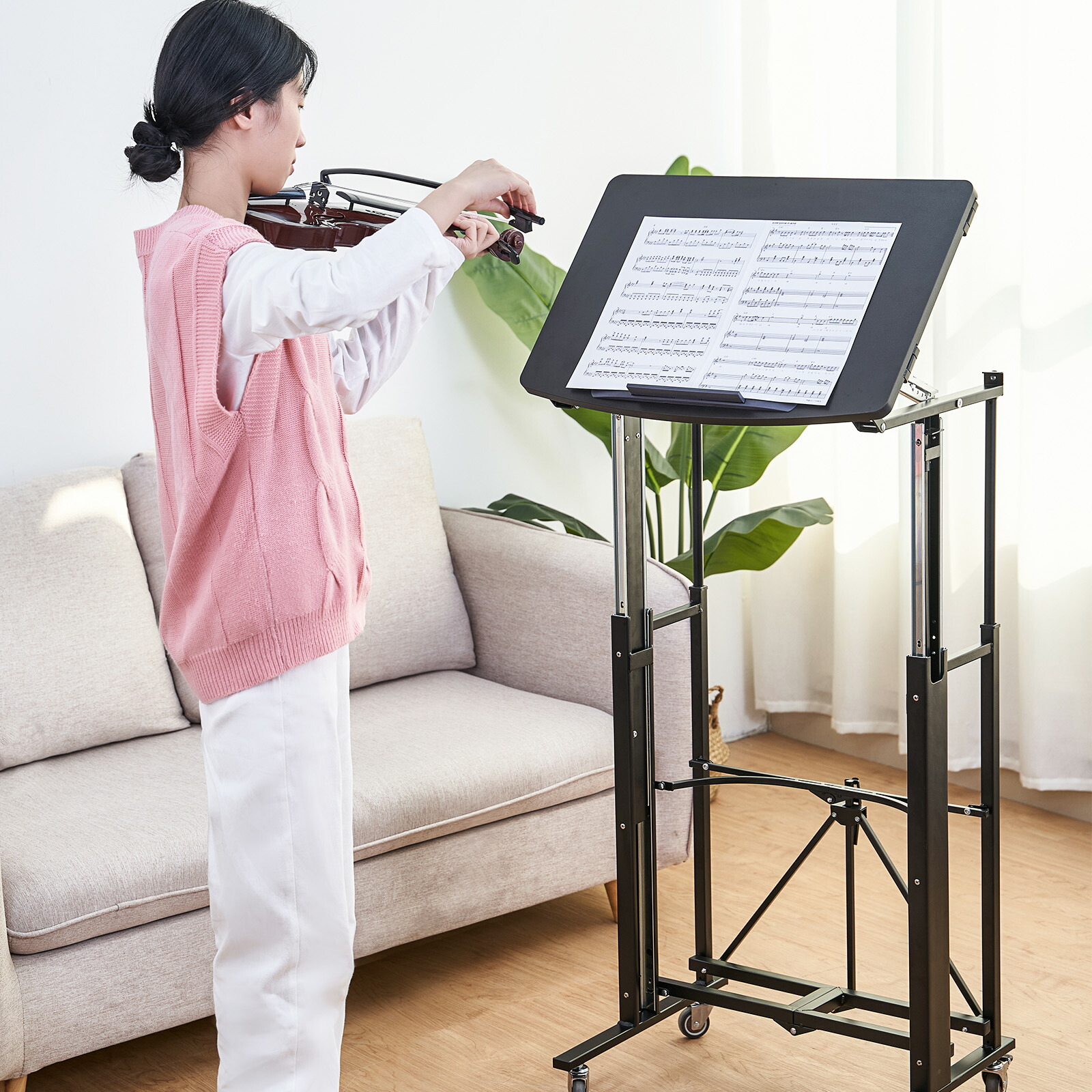 楽天市場】折りたたみデスク 昇降式 角度調整 高さ調整 キャスター付き