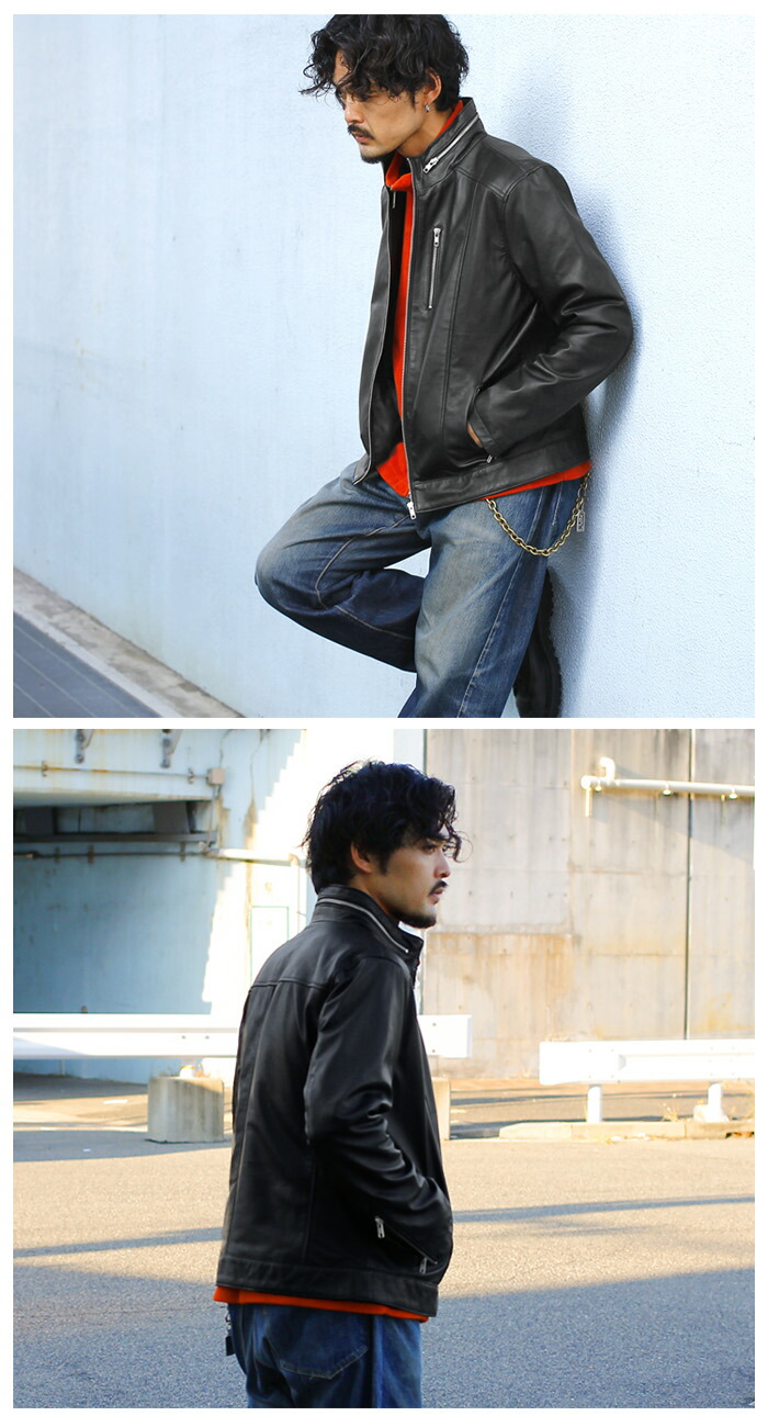 楽天市場】レザージャケット スタンドカラー ハイカラー 革ジャン 皮