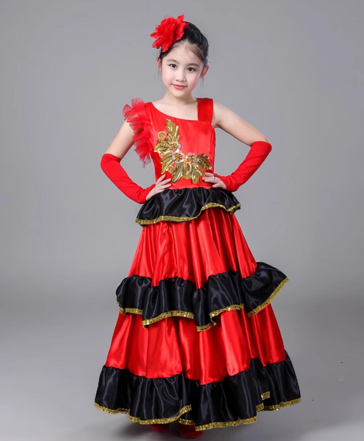 楽天市場】女の子 社交ダンス ワンピース フラメンコ ドレス 子供 舞台
