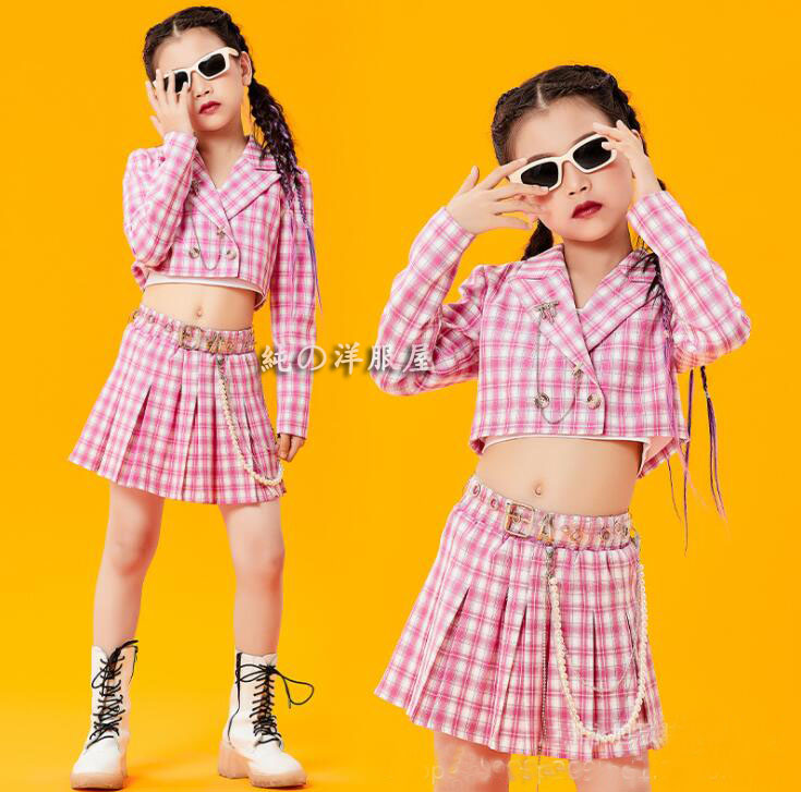 楽天市場】子供スーツ風ステージ衣装 ピンク チェック柄 ショート丈