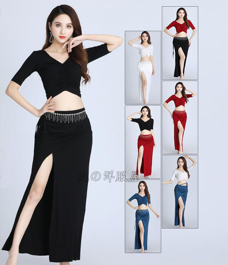 楽天市場】ベリーダンス衣装 上下2点セットアップ Vネック 五分袖