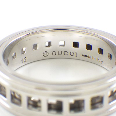 楽天市場】グッチ GUCCI リング スクロール スクエア メッシュ K18WG
