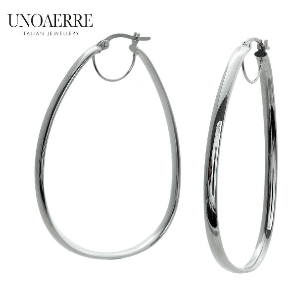 楽天市場】ウノアエレ【UNOAERRE】 K18 ホワイトゴールド フープピアス