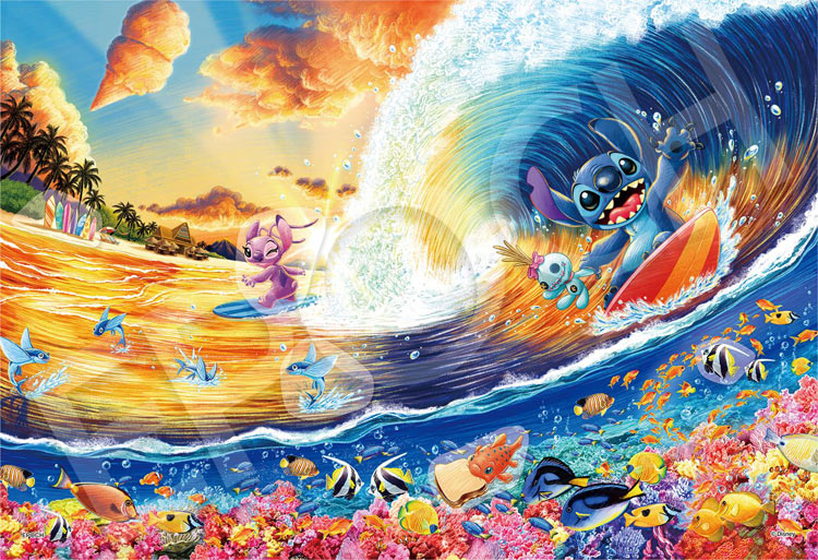 楽天市場】ジグソーパズル 300ピース Stitch -Sunset Surfing