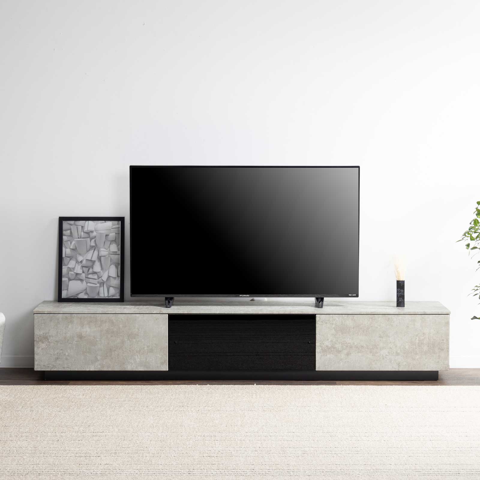 楽天市場】テレビボード 完成品 テレビ台 200cm 白 グレー 黒