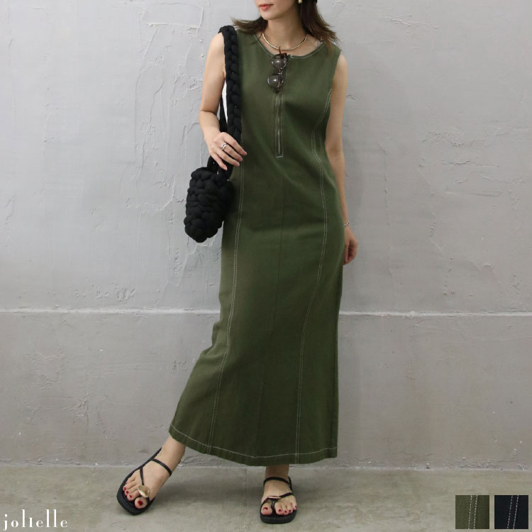 楽天市場】サマーセール ステッチデザインノースリーブワンピース 配色