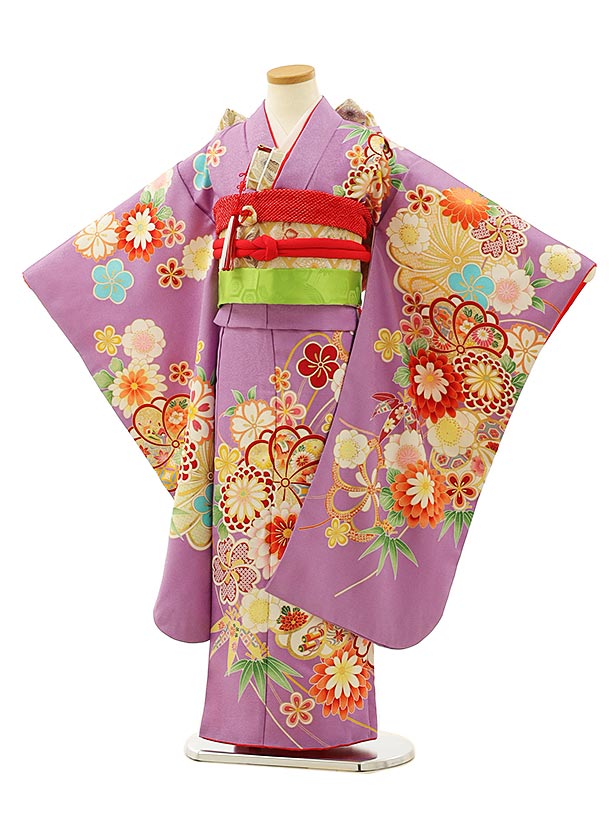 楽天市場】七五三 着物 7歳 フルセット レンタル 女の子 Y016 藤色 菊