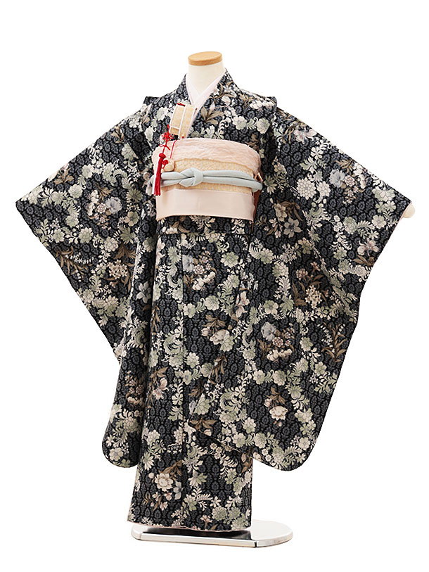 楽天市場】七五三 着物 7歳 フルセット レンタル 女の子 Y119 黒グレー