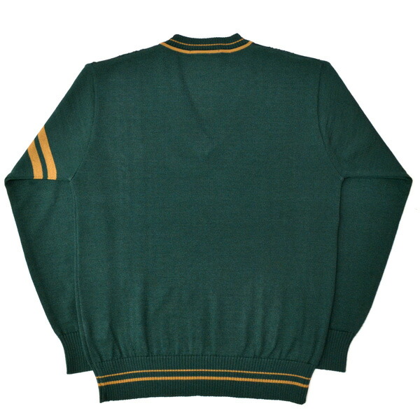 楽天市場】ウール混Vネック スクールセーター グリーン×ライトブラウン