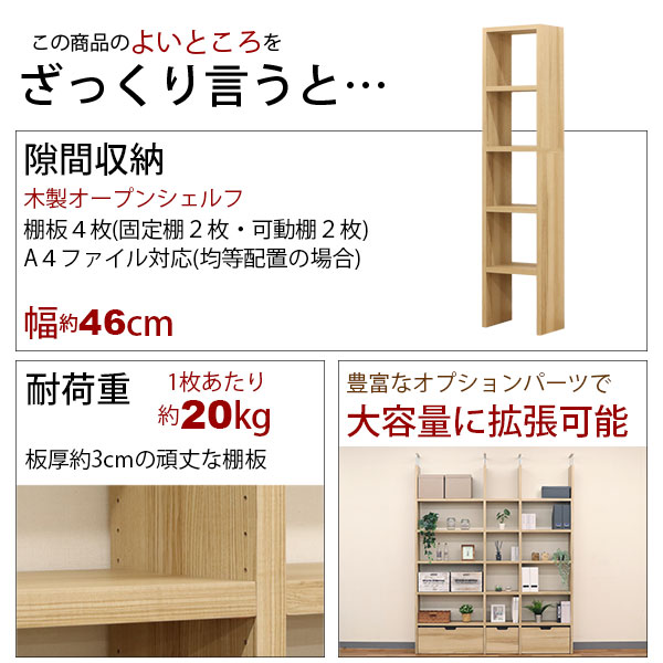 楽天市場】壁面収納 A4対応 本棚 オープンラック 拡張可能 幅46.1cm