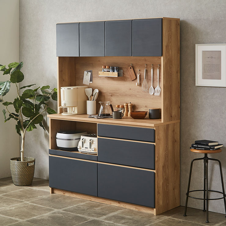 ナチュラルウッド調 キッチン収納 食器棚 レンジボート ナチュラル