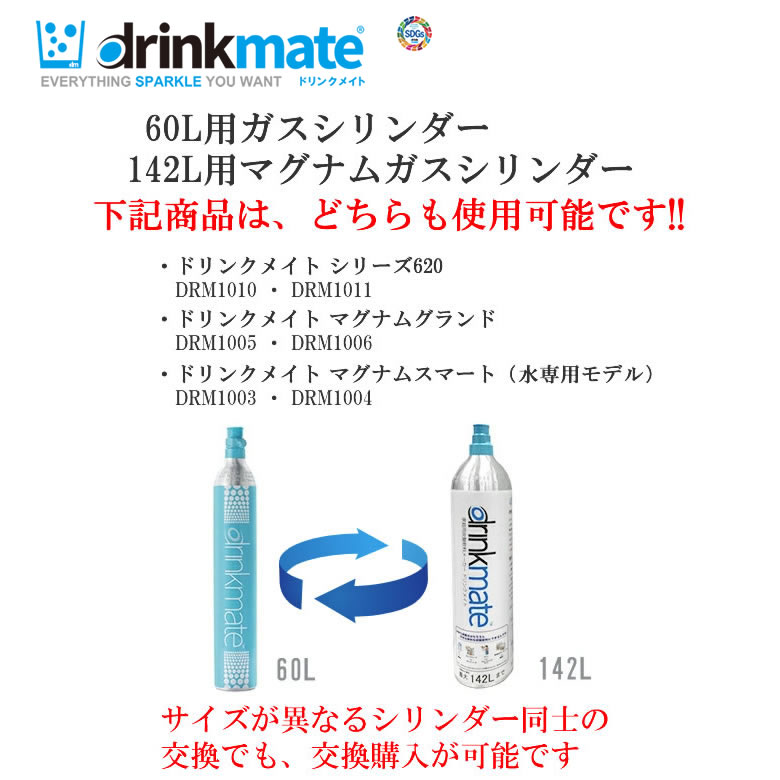楽天市場】ドリンクメイト ガスシリンダー 新規 予備用 60L 1本 410g