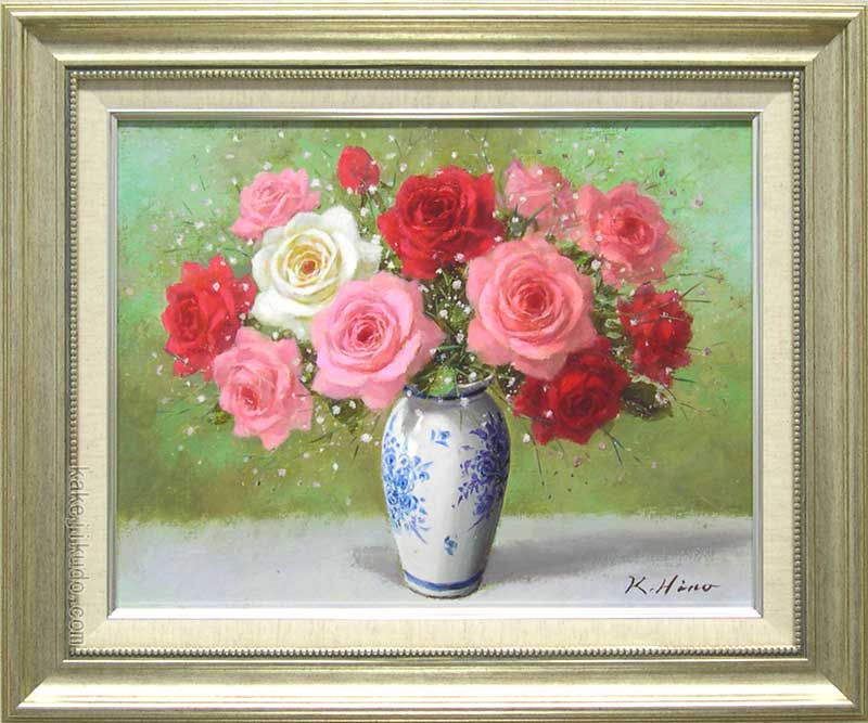 楽天市場】絵画 油絵 ばら (日野皖) 送料無料 【肉筆】【油絵】【花