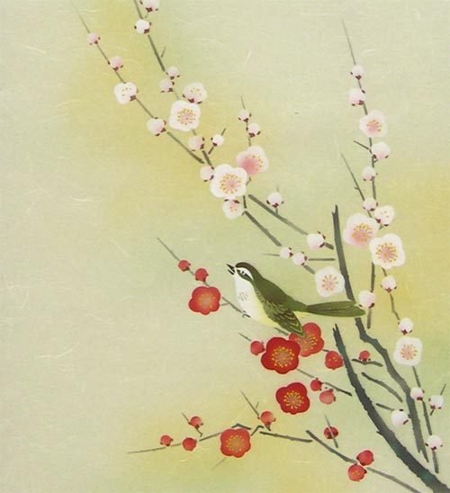 楽天市場】掛け軸 紅白梅に鶯 （南川康夫）（掛軸小物なし） 送料無料