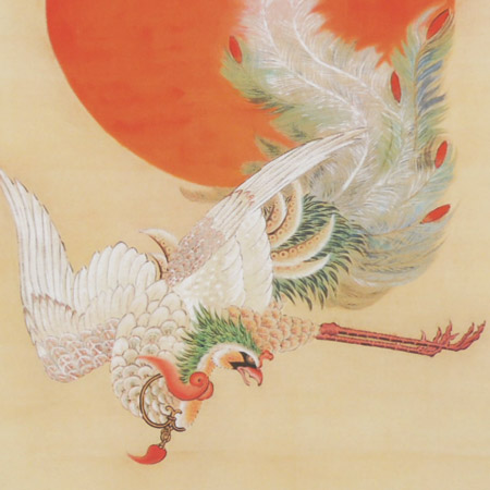 楽天市場】伊藤若冲 掛け軸 日出鳳凰図 送料無料 【掛軸】【一間床