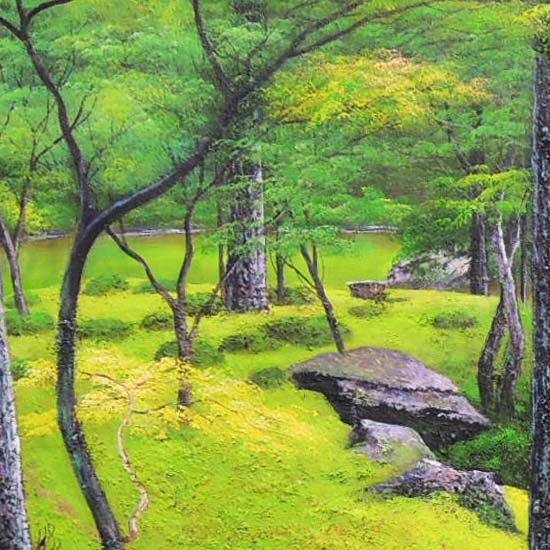 楽天市場】絵画 油絵 苔寺（西芳寺） F30号 （堤照男） 送料無料