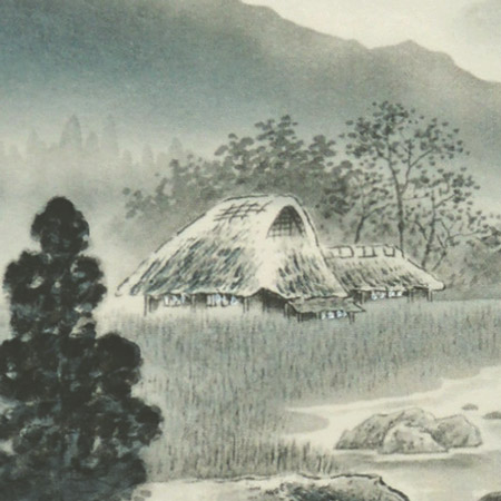 楽天市場】高級色紙「水墨山水」邦彦（色紙絵）送料無料 : 掛け軸