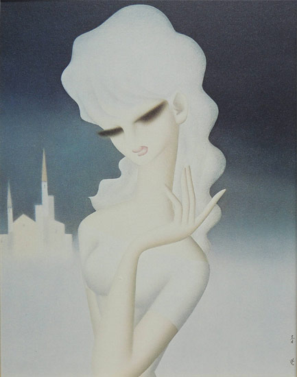 楽天市場】東郷青児 絵画 遠い街 F6号 送料無料 【複製】【美術印刷