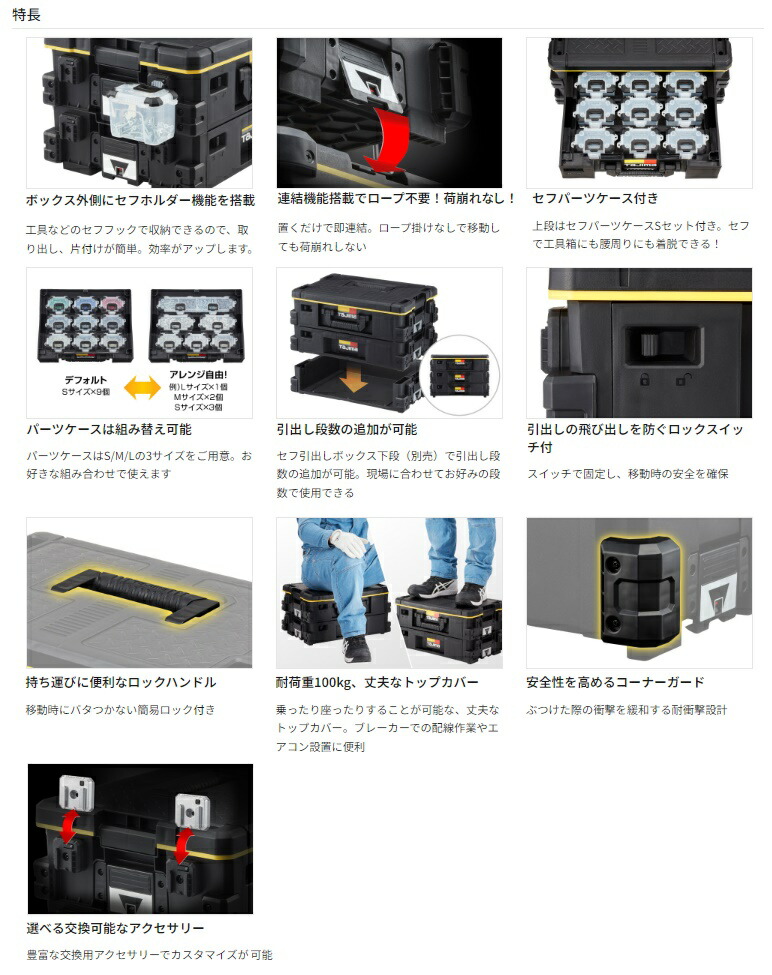 楽天市場】タジマ セフ引出しボックス2段セット TB-HBOX2 ボックス外側