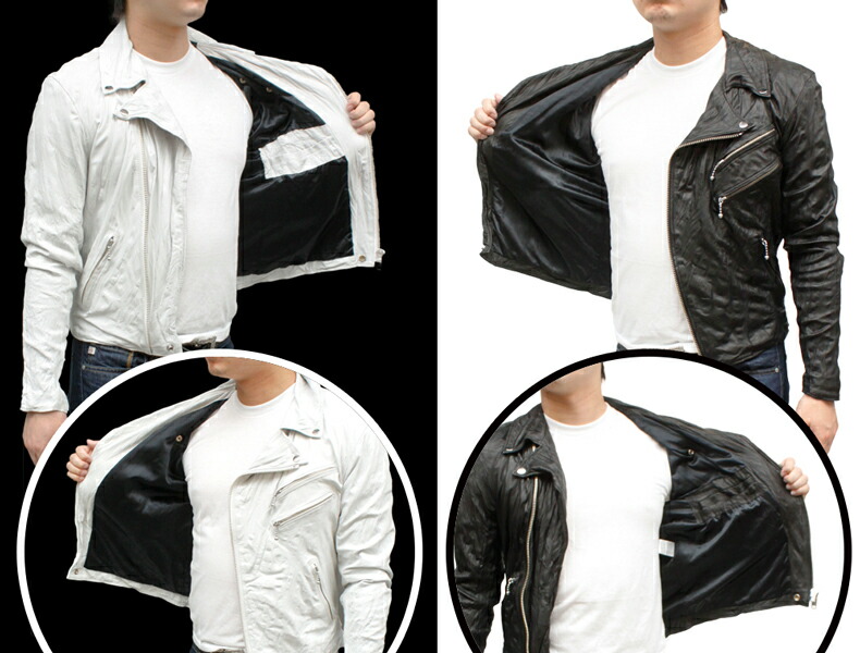 楽天市場】しわ加工 ライダースジャケット 革ジャン メンズ ダブル