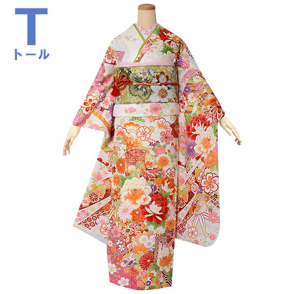 楽天市場】【成人式 振袖 レンタル】RS1552 正絹 白 熨斗貝桶に花フル