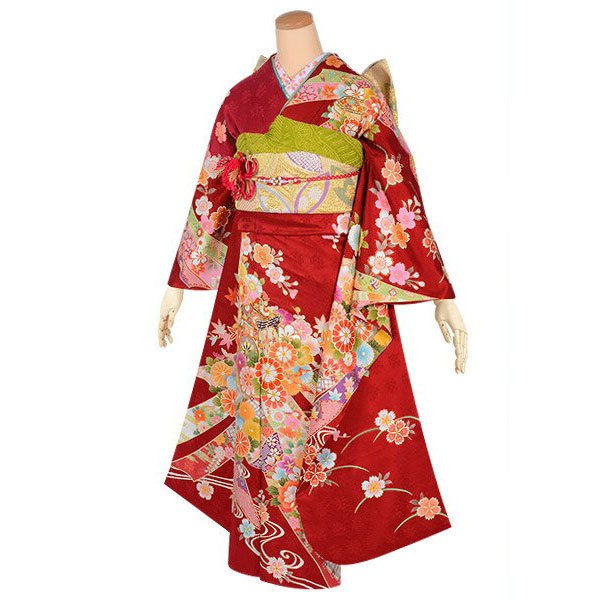 楽天市場】【成人式 振袖 レンタル】RS1728 正絹 赤 熨斗に流水花（絹