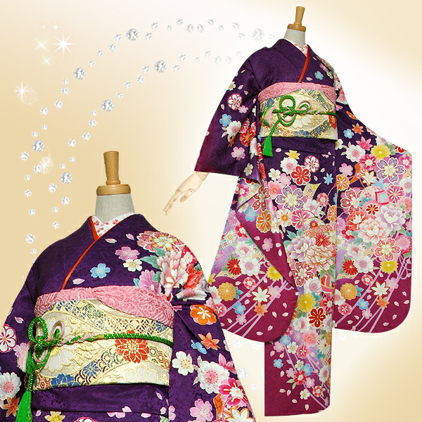 楽天市場】【成人式 振袖 レンタル】RS1151 正絹 紫 桜牡丹に毬フル