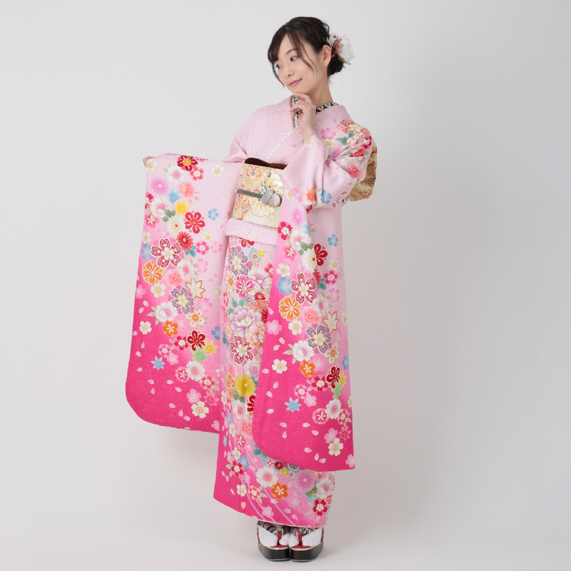 楽天市場】【振袖 レンタル】 結婚式 結納R1152 正絹 ピンク 桜牡丹に