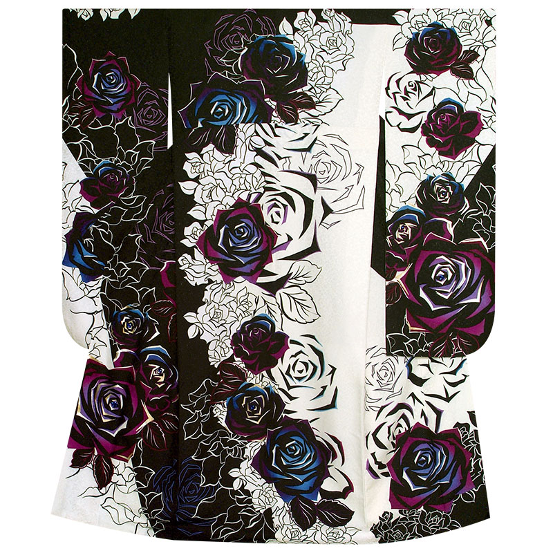 楽天市場】【成人式 振袖 レンタル】RS1138 正絹 黒 薔薇フルセット