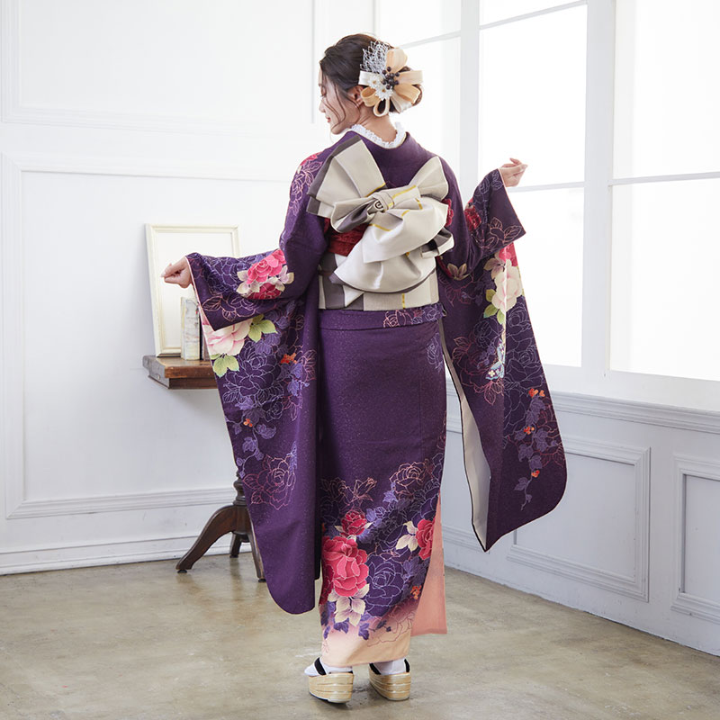 楽天市場】【成人式 振袖 レンタル】RS1308 正絹 紫 クラシックローズ