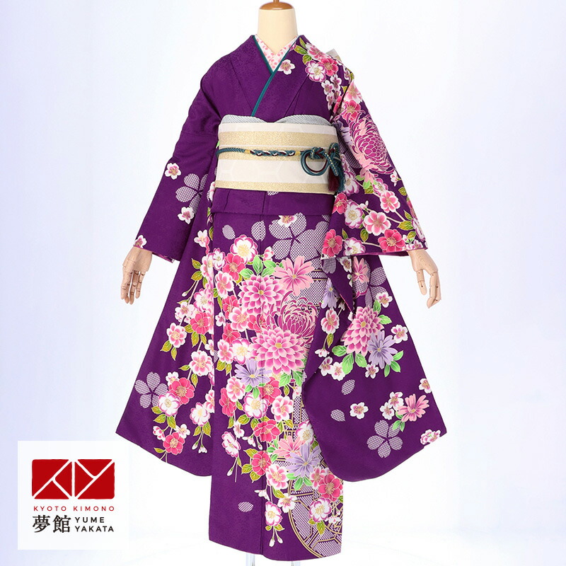 楽天市場】【成人式 振袖 レンタル】RS471紫 絞り柄に菊と小花フル