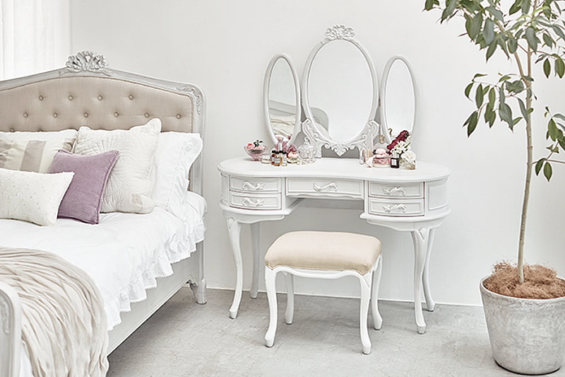 楽天市場】HAMPTON ハンプトン 3面ドレッサー 三面鏡 白家具 組立式