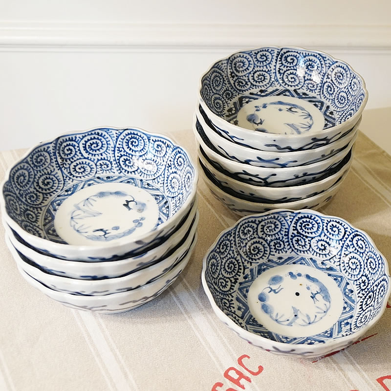 楽天市場】ヴィンテージ 古伊万里 15cm 丸皿 蛸唐草文 10枚セット 和風