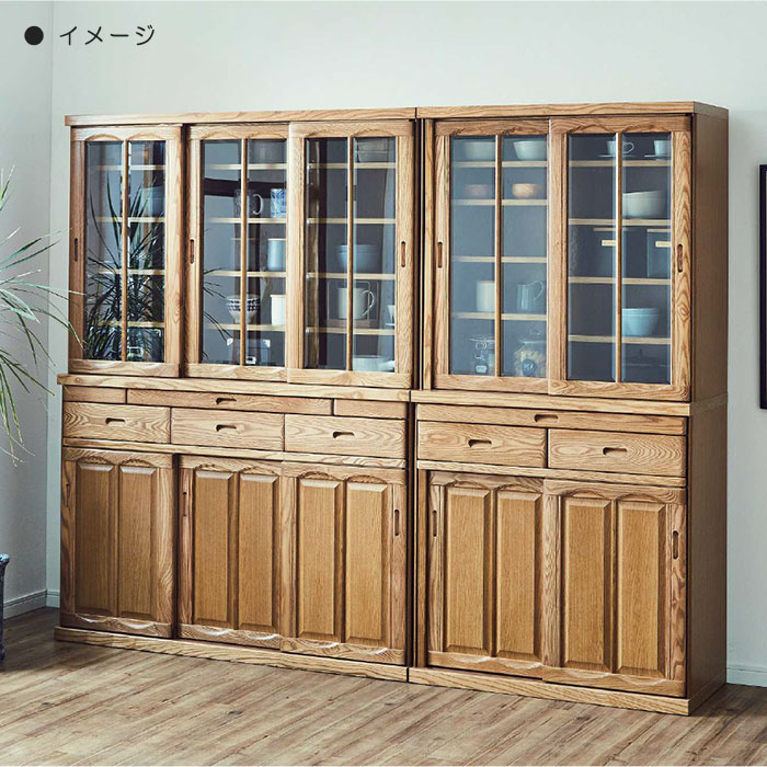 楽天市場】和 和風 幅90cm ダイニングボード 食器棚 完成品 引き戸