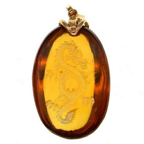 楽天市場】【動画あり】龍 ペンダントトップ 昇龍 インタリオ 琥珀