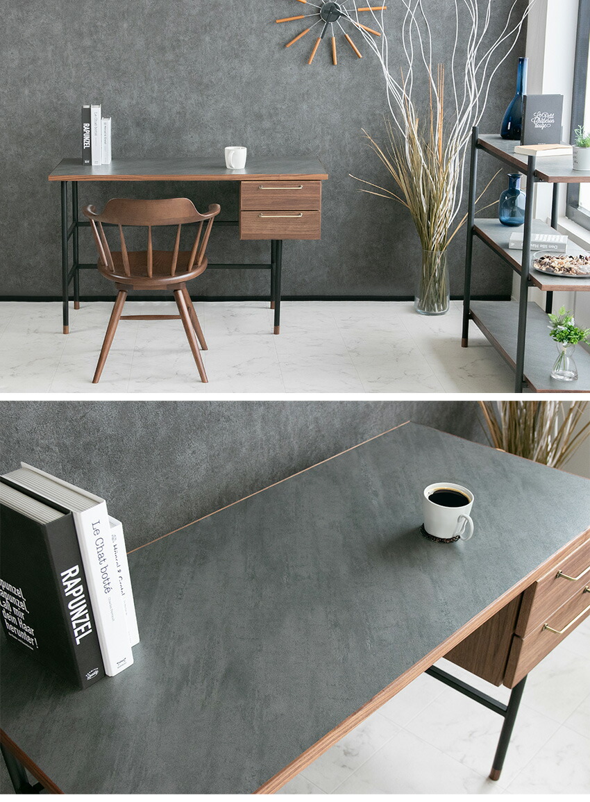 楽天市場】【送料無料】 デスク デスクセット 幅120cm 石目柄 メラミン