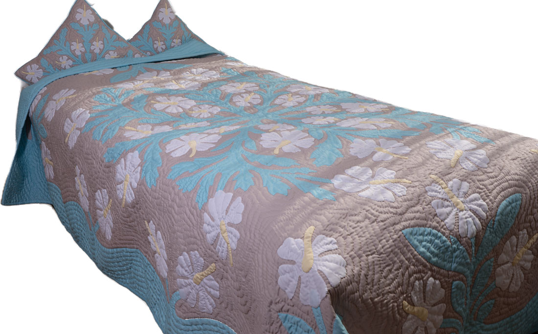 楽天市場】ハワイアンキルトベッドカバー 完成品 ハワイアンキルト