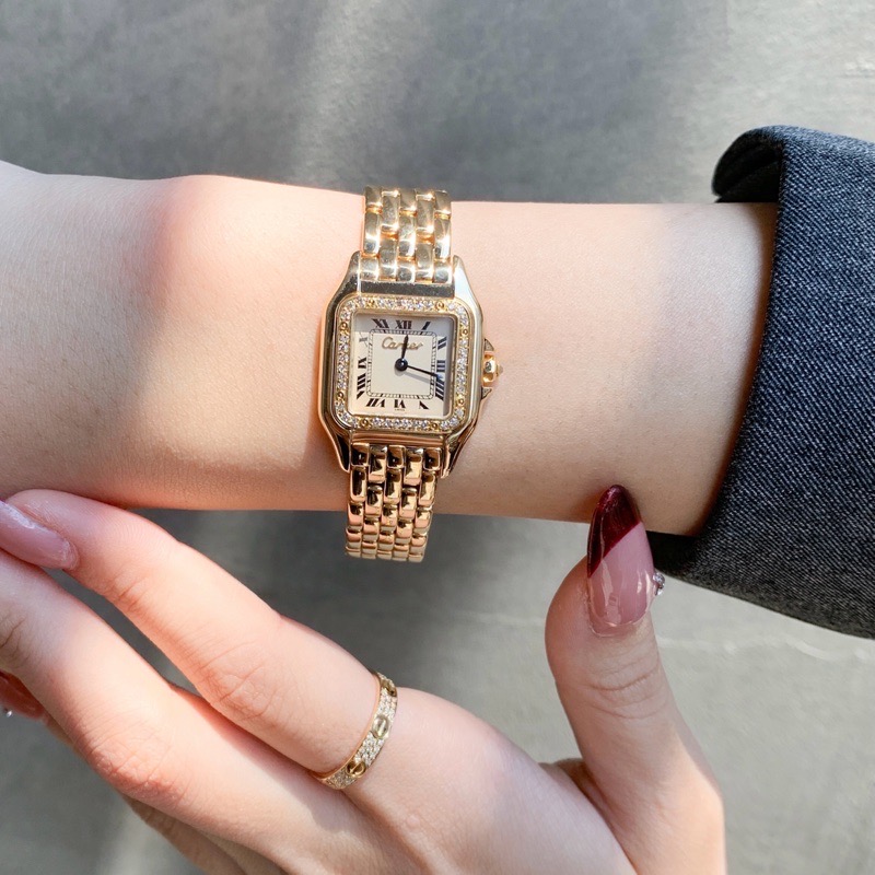 楽天市場】【OH済】カルティエ パンテール SM K18YG ロゴ立体文字盤