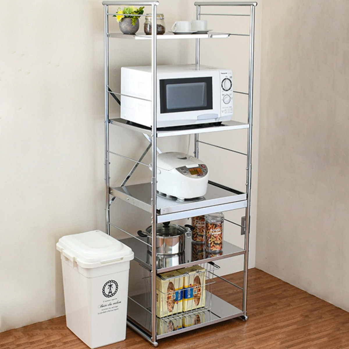 楽天市場】レンジ台 ステンレスレンジラック ハイ オープン （ 2口