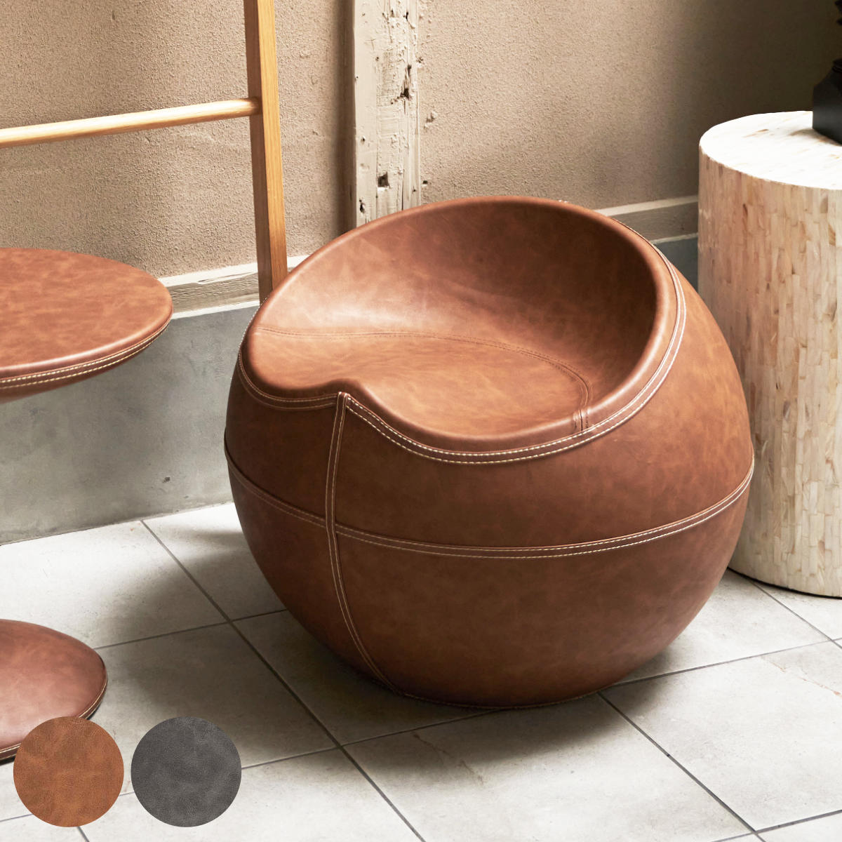 楽天市場】スツール 座面高35cm 円型 ソフトレザー （ レザー調 丸