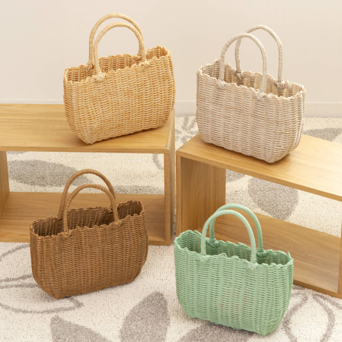 楽天市場】バスケット ジョルジア かごバッグ 持ち手 （ 洗える カゴ