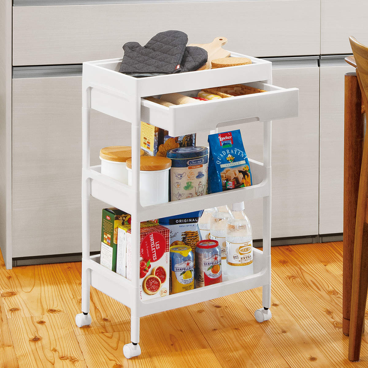 楽天市場】キッチンワゴン 3段 サージュワゴン 幅40cm 奥行26cm 高さ