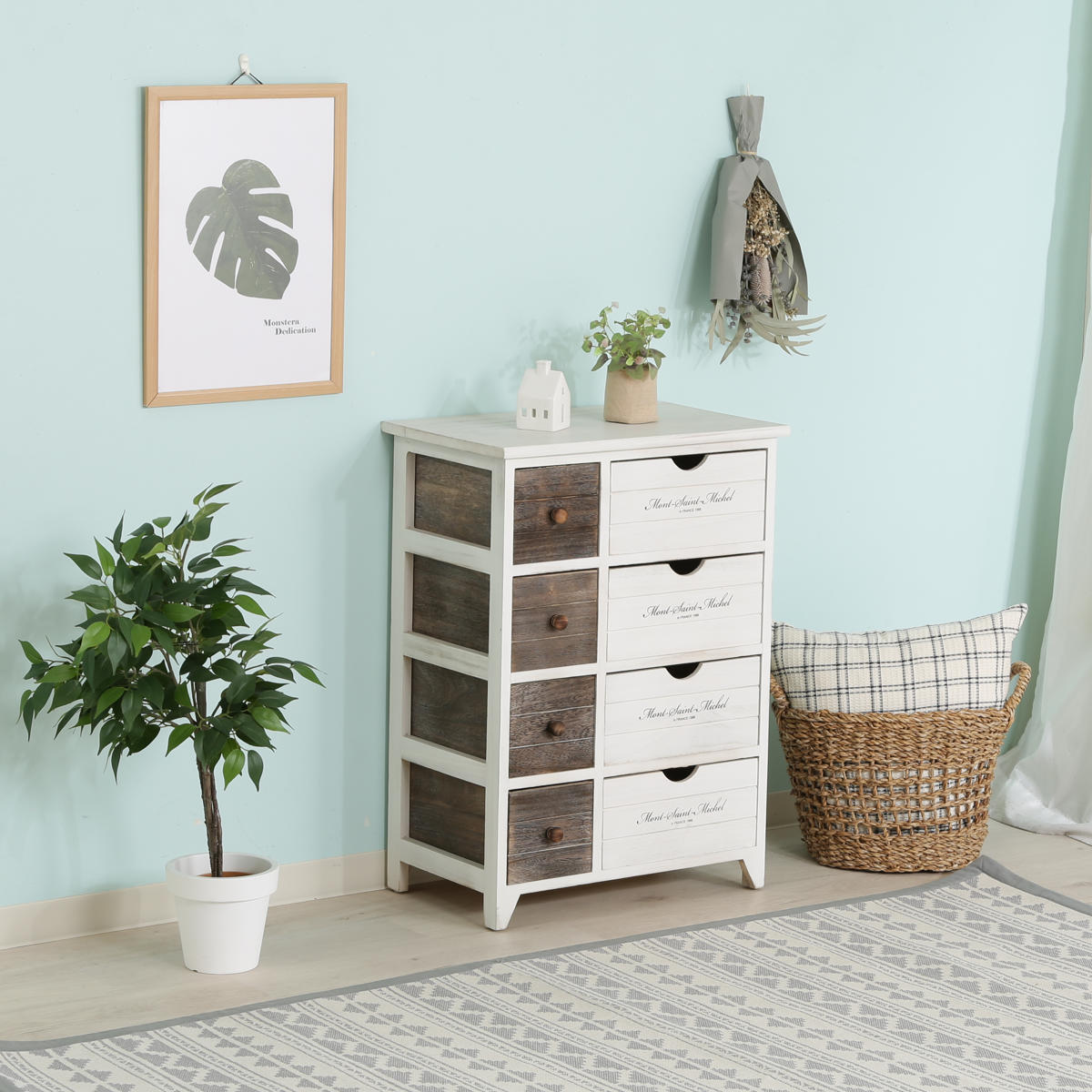 楽天市場】チェスト 幅52cm 2列4段 アンティーク調 （ 収納 棚