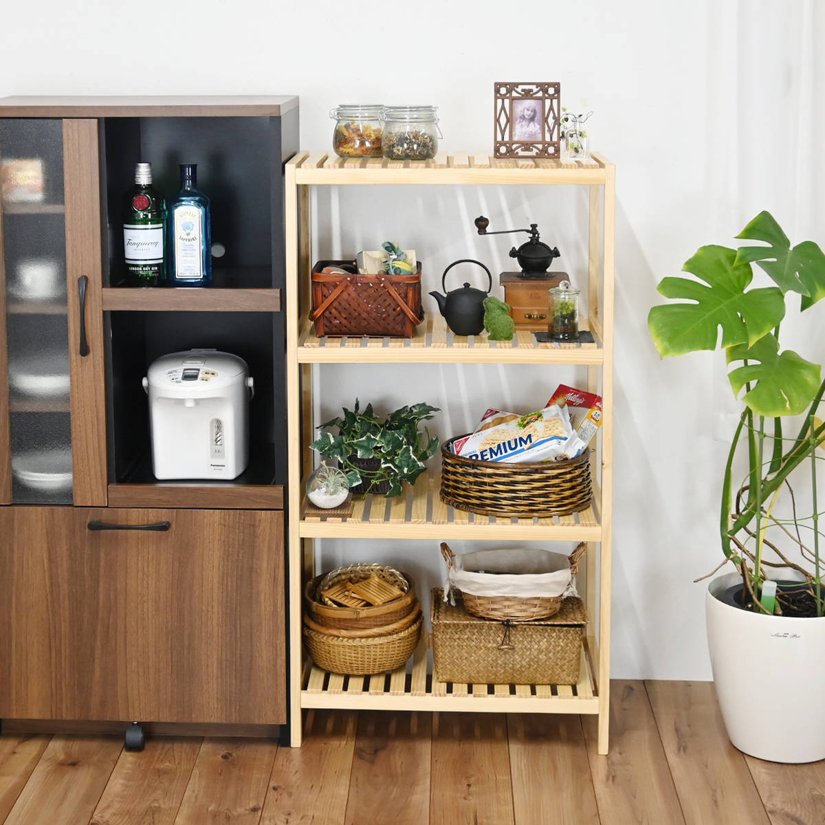 楽天市場】ウッドラック 4段 天然木 すのこラック 幅60cm （ ラック