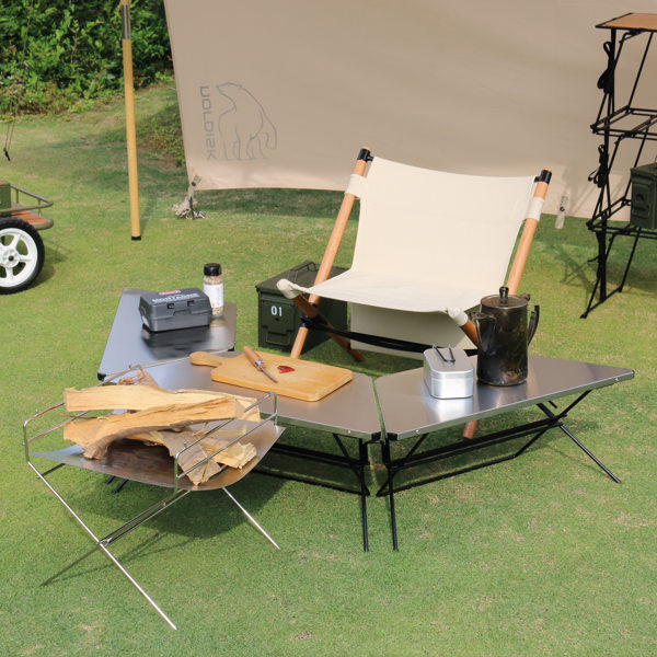 楽天市場】アウトドア テーブル ステンレストップ 3台 アーチテーブル