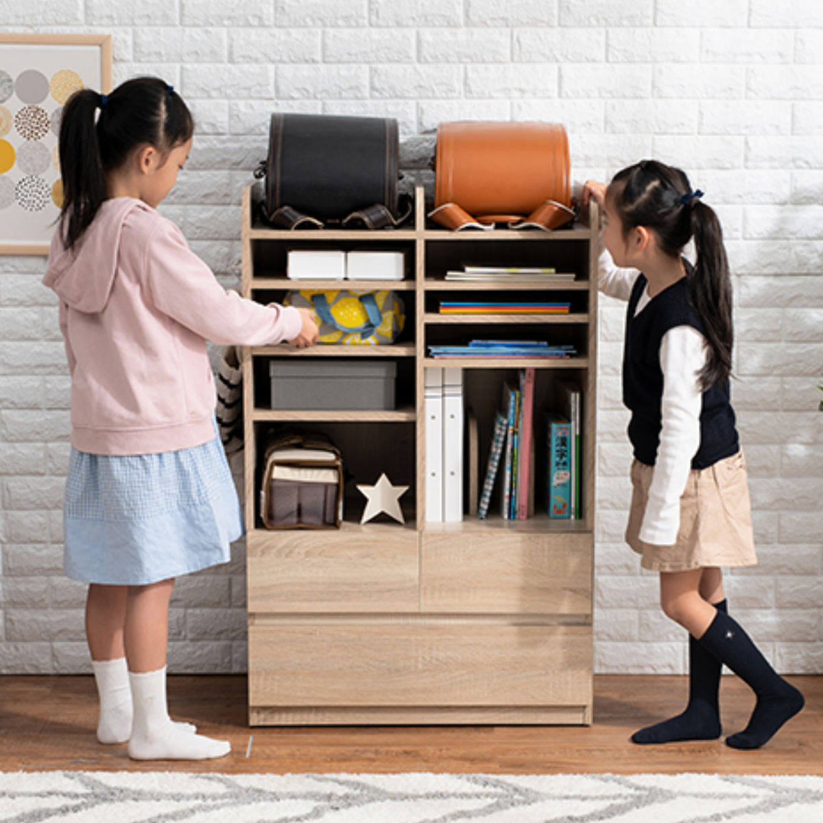 楽天市場】ランドセルラック 幅68.5cm 大容量タイプ 引き出し 木目調