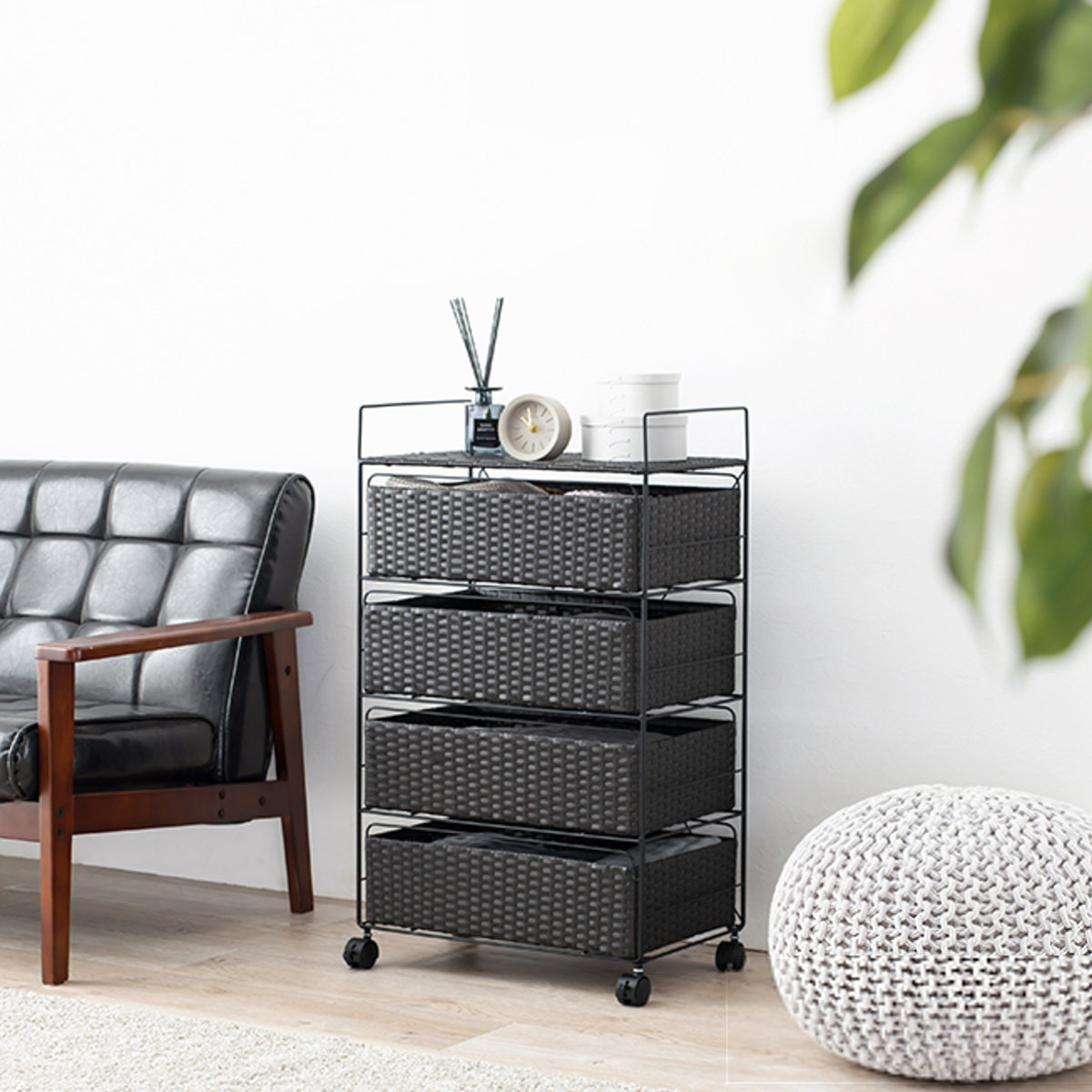 楽天市場】ランドリーチェスト 4段 幅50cm 高さ85cm キャスター付