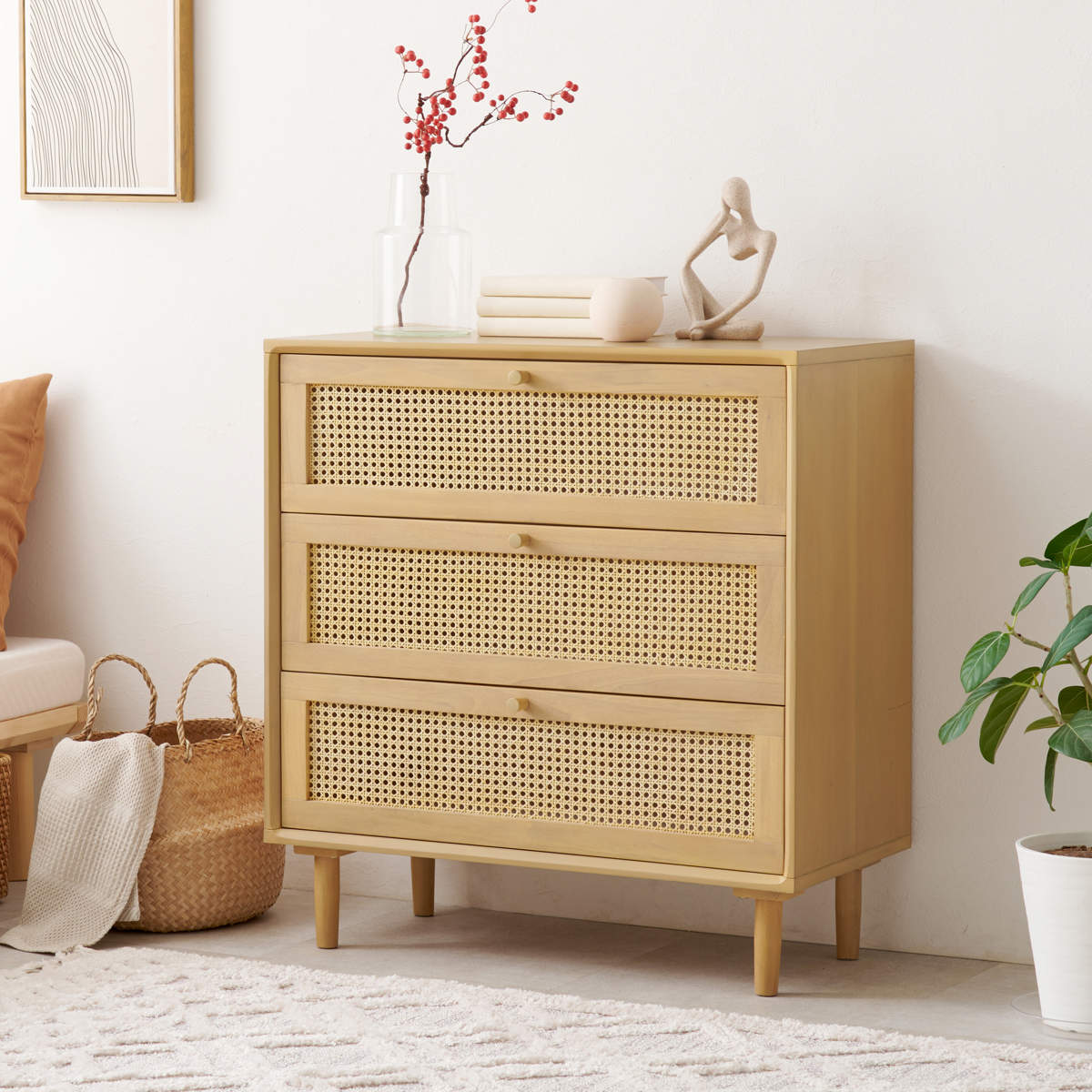 楽天市場】ラタン チェスト 幅80cm 天然木 かごめ編み （ 収納 棚 扉